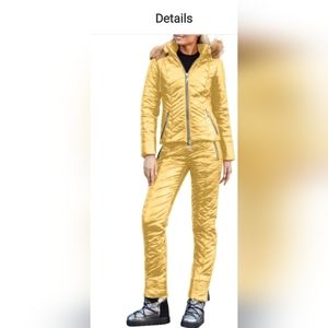 Women's golden color winter Ski Suit jacket and pants ski and snow set NWOT